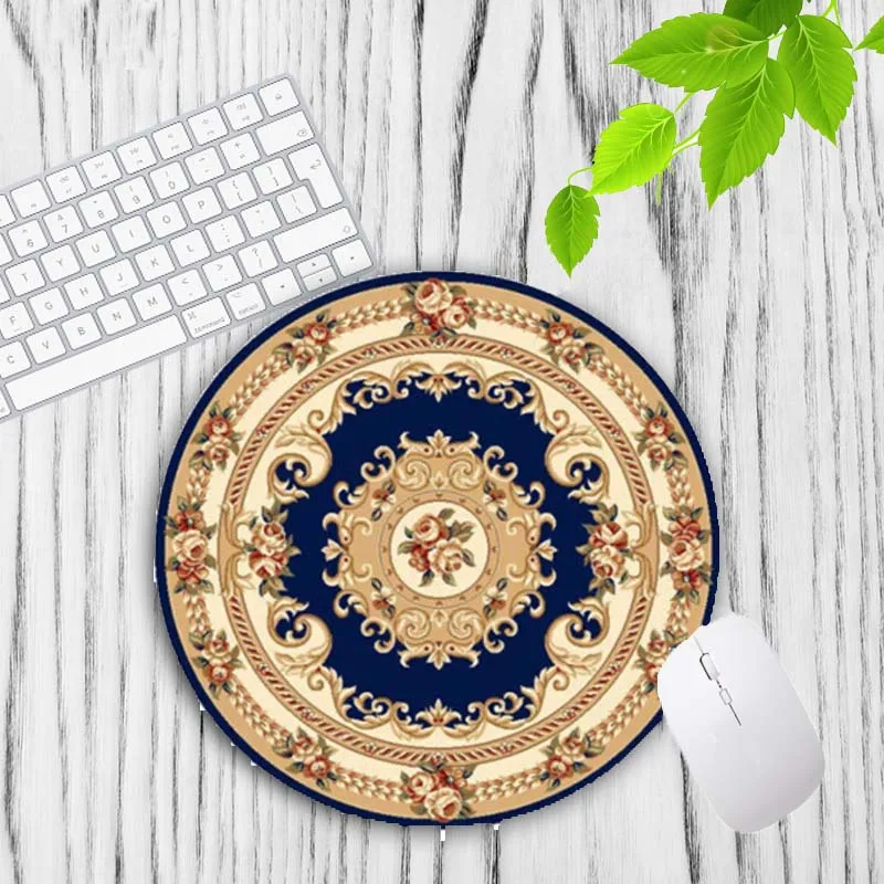 XGZ Colorful Mandala Vintage Persian Carpet Round Mouse Pad Gamer Keyboard Mouse Mat Gaming Desk Mousepad for CS GO 20X20CM