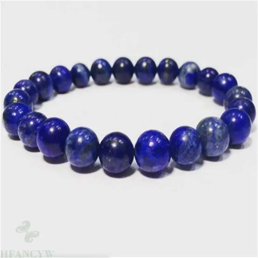 

8mm natural Lazuli Gemstone Mala Elasticity Bracelet Sutra Yoga Spirituality 7.5inches Unisex Handmade Beauty Chakras Energy