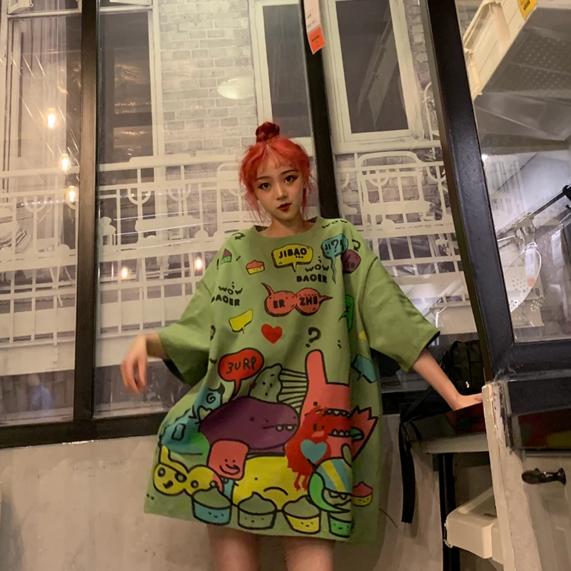 Модная футболка с принтом одежда изображением маленького монстра короткий рукав