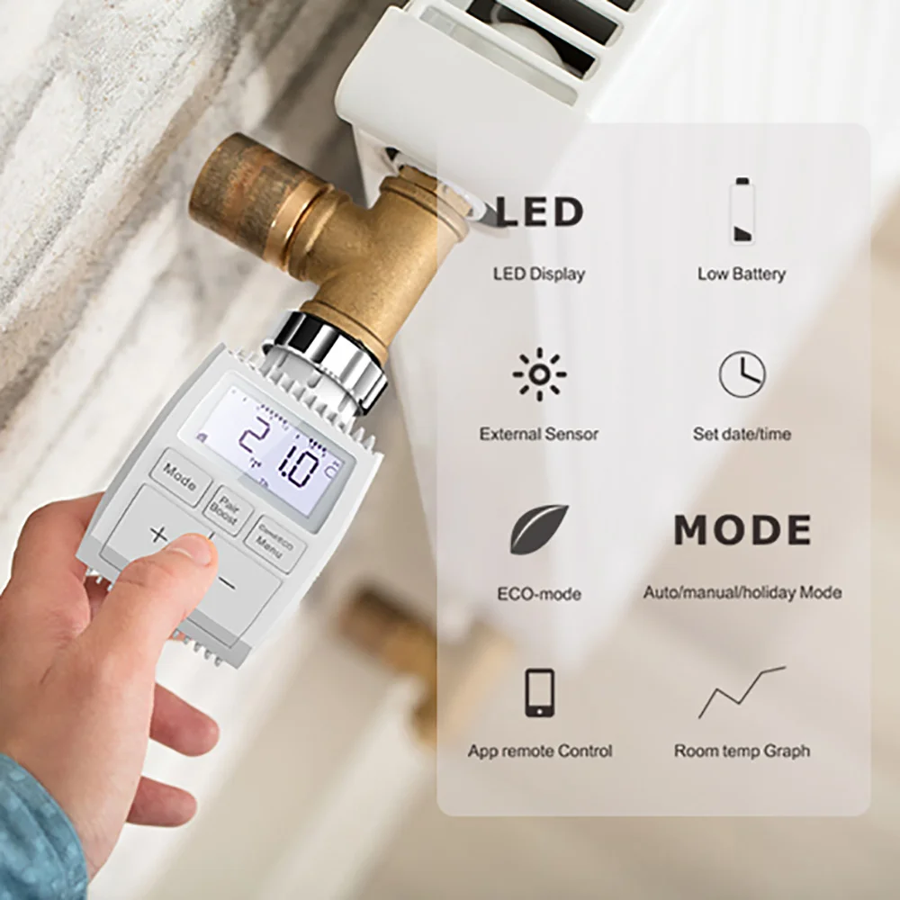 Термостатический привод клапана радиатора Smart WIFI TRV ZigBee3.0 программируемый