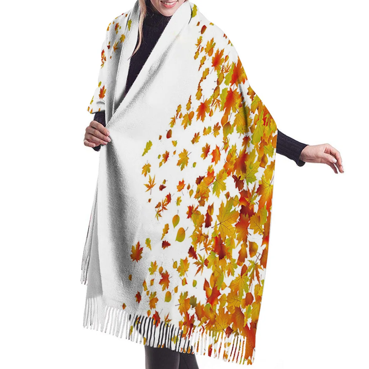 Женский зимний шарф осенние мужские кашемировые шарфы с Кленовым листом на шею