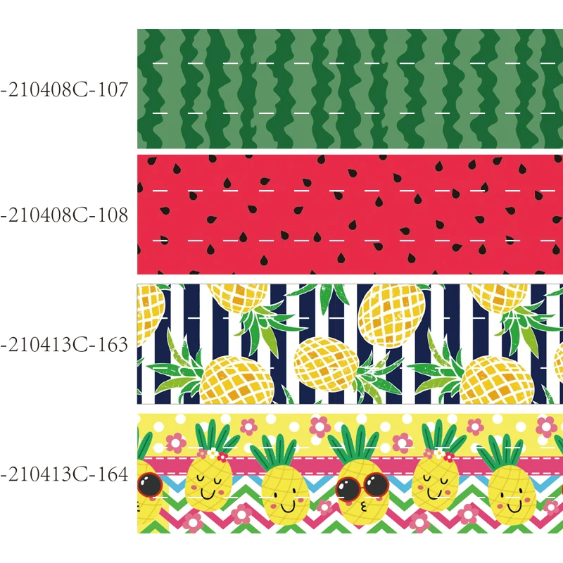 

Pineapple and Watermelon Fruit Pattern Printed Grosgrain Ribbon 38mm Liston 10yards for DIY Hair Bow Holiday Craft Decoration