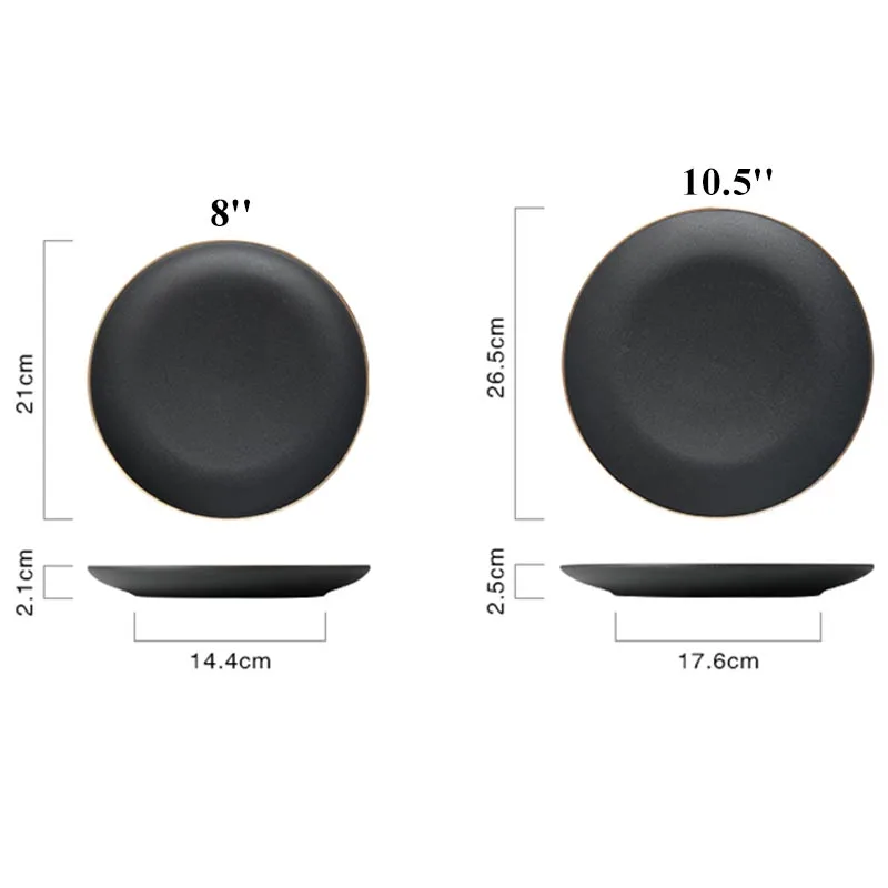 8/10. 5 дюймовые круглые черные фарфоровые блюда керамические обеденные тарелки