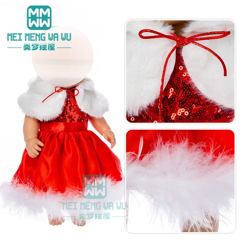 

Clothes for doll fit 43cm baby new born doll Christmas sequin dress, Christmas set
