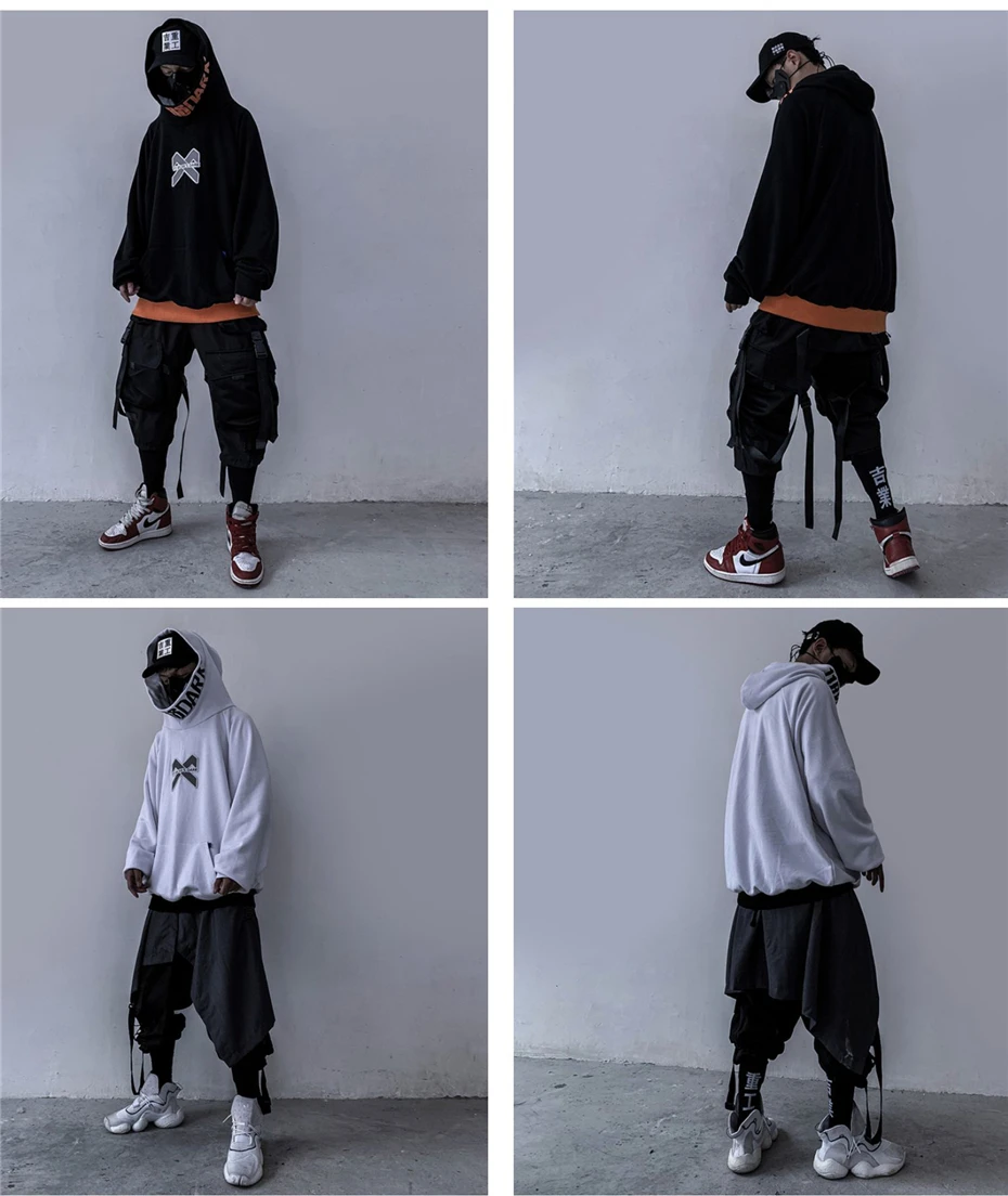 US Size Fish Hoody Tactics Sweatshirt Men's Hoodies Streetwear Harajuku Reflective Loose Sweatshirts Male Hip Hop DG416