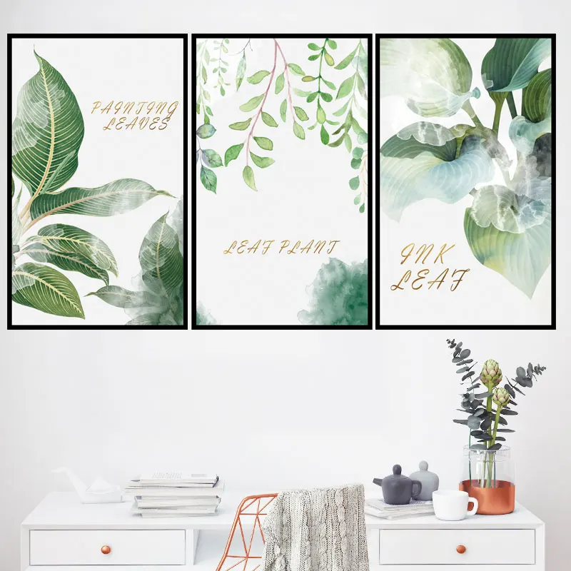 Green Plant Wall Sticker Nordic Style Flower Home Decor Poster Living Room Bedroom Decals Mural Wallpaper | Дом и сад