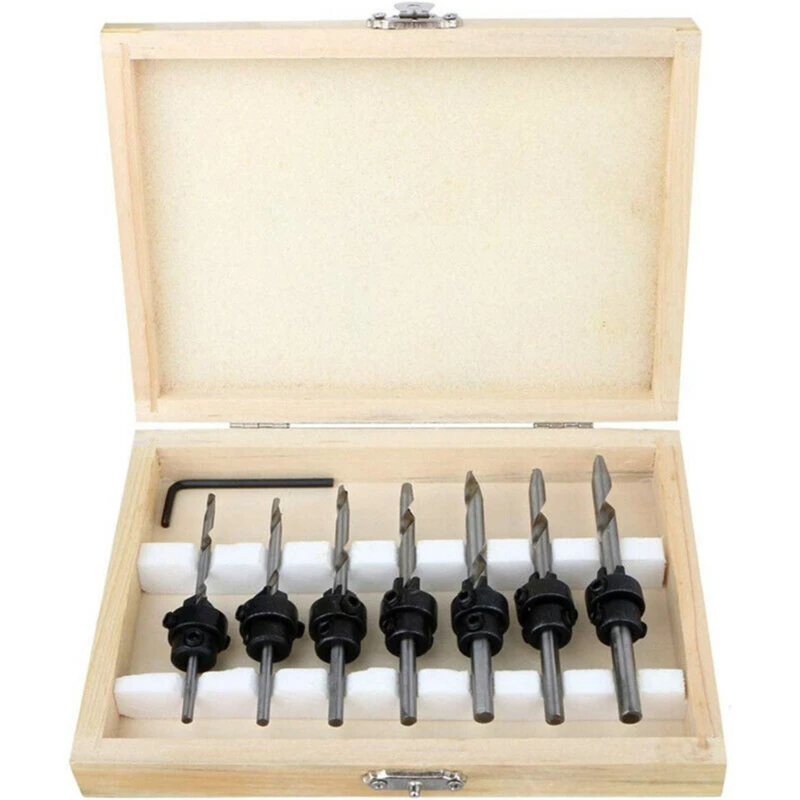 1 Набор конических зенковочных сверл HSS Деревообрабатывающие инструменты 1/4