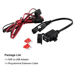 usb cable adapter waterproof usb charger quick 2 1a port with inline fuse for cellphone tablet gps motorcycle accessories free global shipping