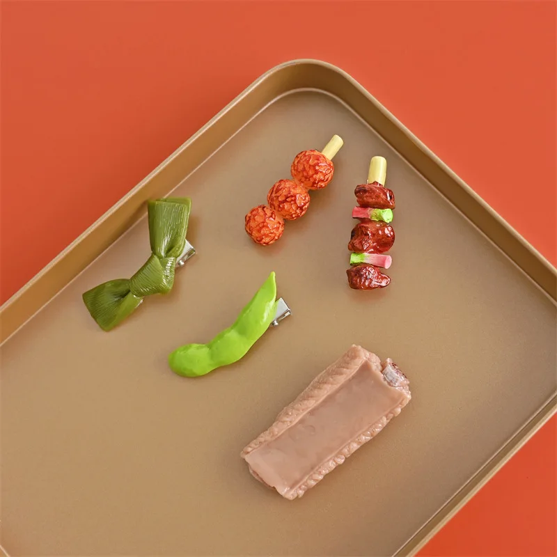 Simulation Food Hairpins for Women Edamame Ribs Kelp Hair Clip Funny Exaggerated Design Accessory Kids | Красота и здоровье