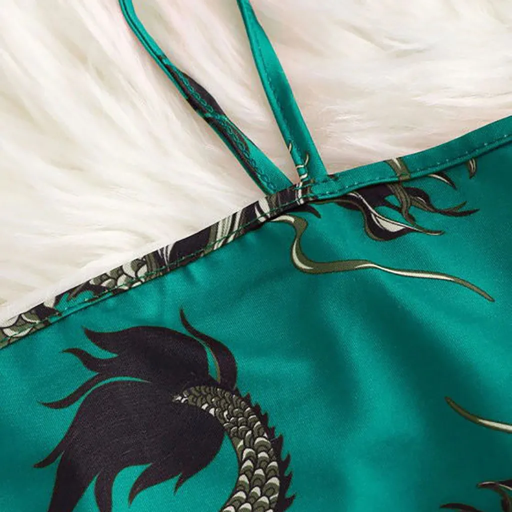 

Two Pieces Women's Girl Ladies Print Sleeveless Suspenders O-Collar Crop Tops + Skirt Casulal Summer Suit