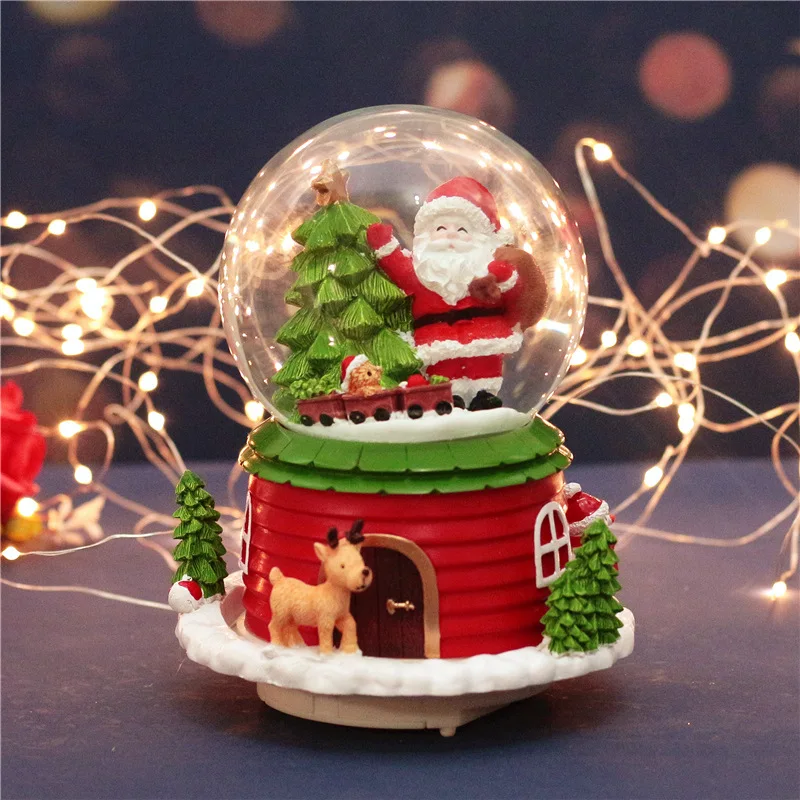 Рождество Снежный шар музыкальная шкатулка Санта Снеговик хрустальный с