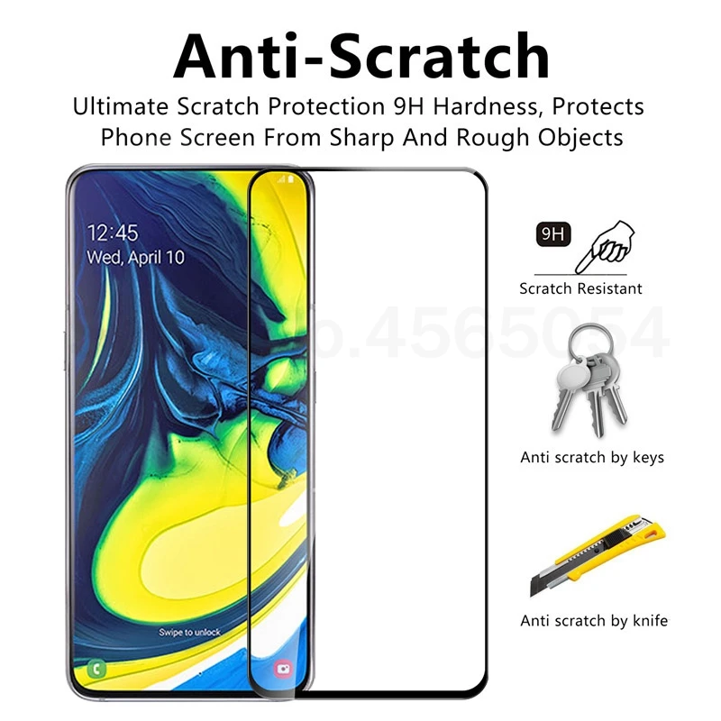 Защитное стекло на весь экран для Samsung Galaxy A70 A80 A90 A8 2018 A7 закаленное J4 J6 Plus |