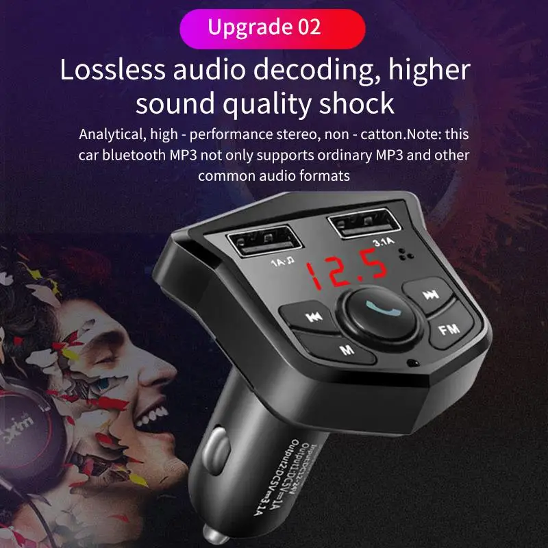 AOZBZ Car Mp3 Modulator Bluetooth 5.0 Wireless FM Transmitter LCD MP3 Player Hands-free Dual USB Charger TF Card | Автомобили и