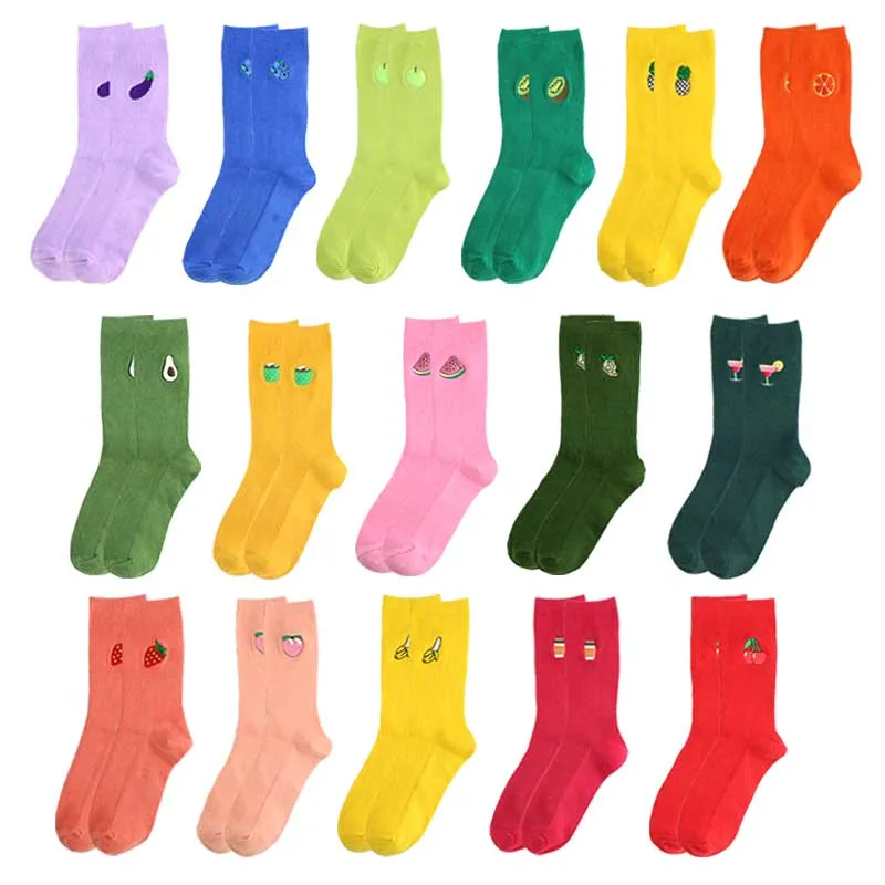 

Creative Color Heap Heap Warm Socks Women Banana Peach Strawberry Avocado Harajuku Embroidery Fruit Funny Socks Sokken Skarpetki