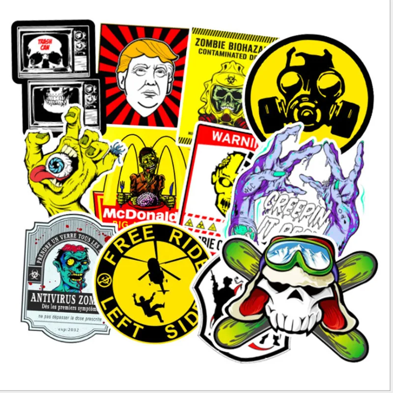 

50 pcs Zombie Music Department Graffiti Waterproof Skateboard Travel Suitcase Phone Laptop Luggage Stickers Cute Kids Girl Toys