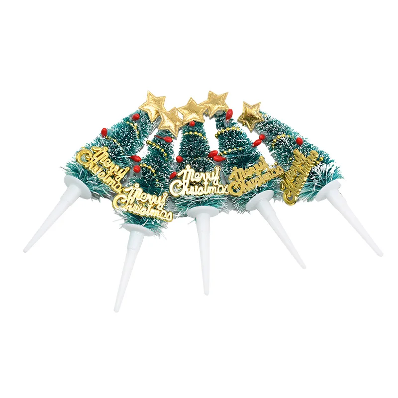 B03 5 шт. веселый Топпер на Рождественский торт Мини Рождественская елка кекс топперы Новогодние украшения для рождественской вечеринки дети день рождения торт Декор - Цвет: B03