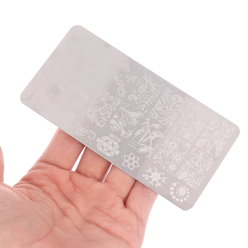 

Image Stamp Manicure Polish Printing Stencil Nail Stamping Plates Leaves Flower Nail Template Christmas Halloween