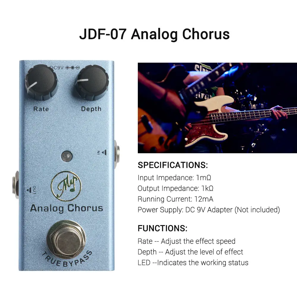 

Analog Chorus Guitar Effect Pedal with Depth and Rate Knobs Mini Single Pedal for Electric Guitars to Create Fresh guitar pedal