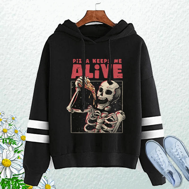 Женский свитшот с принтом пицца сохраняет меня живой на Хэллоуин Осенний