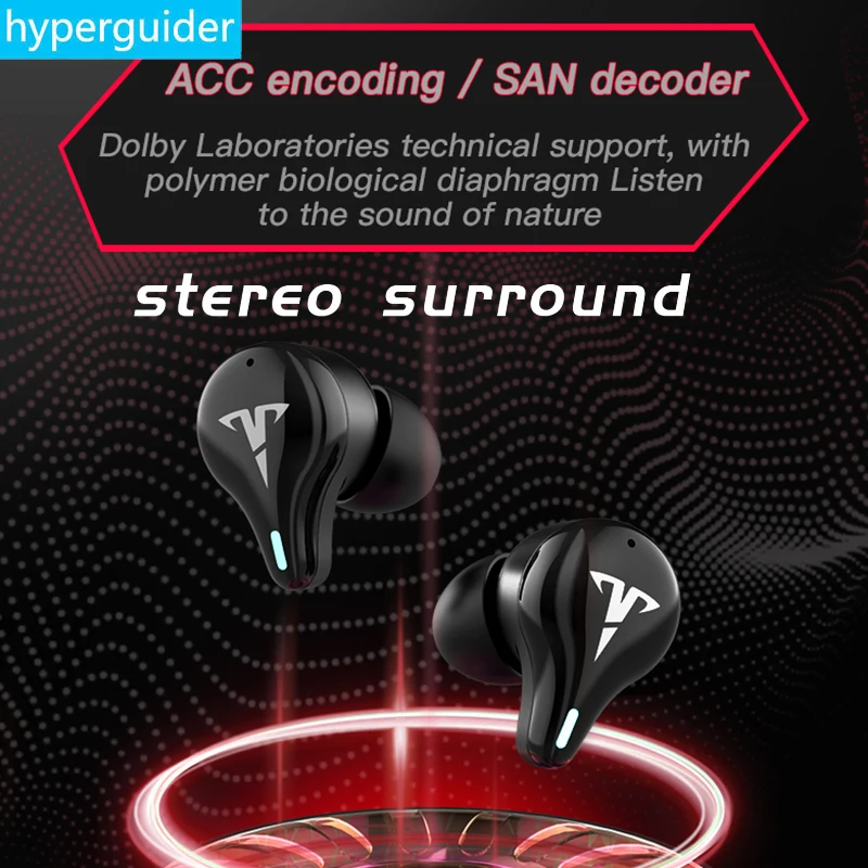 hyperguider tws earbuds gaming bluetooth earphone wireless headset gamer low latency 60ms for xiaomi oneplus oppo huawei meizu free global shipping