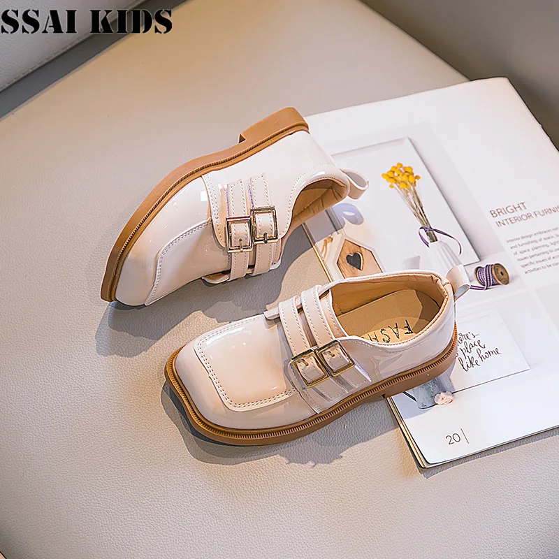 

SSAI KIDS 2021 spring girls leather shoes children's British style flat shoes baby girls soft-soled non-slip princess shoes