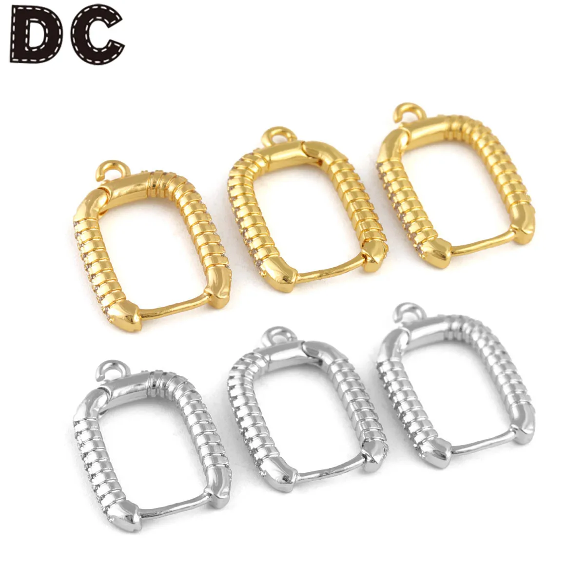 

DC 1pair/lot Copper Inlaid Color Zirconium C -Shape EarringHook Real Gold Plated With Hanging Earring Jewelry Accessories