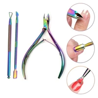 3pcs stainless steel nails cuticle nipper pusher remover polish scrapper set for home professional manicure nail care tools