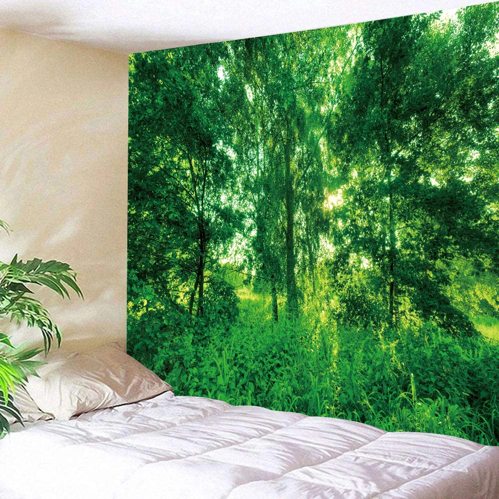 

3D Natural Scenery Tapestry Bedroom Living Room Wall Hanging Tapestry High Mountain Deep Forest Background Decorative Cloth