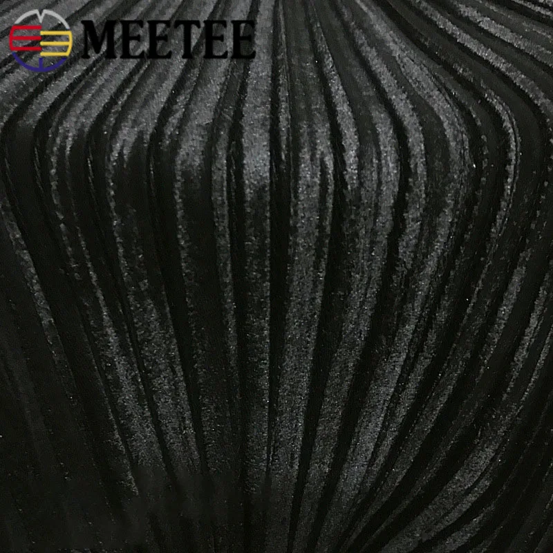 Однотонная плиссированная ткань Meetee 50/100 см X 150 Золотая Бархатная для зимней