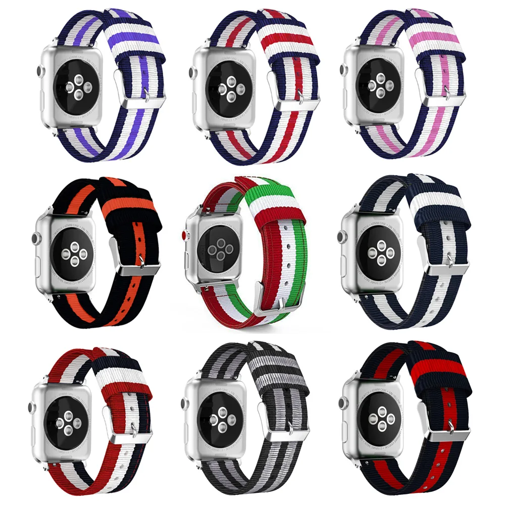 New Sport Stripe Loop for Apple Watch Band 42mm 38mm 6 SE Woven Nylon Strap iWatch 5 4 3 2 1 40mm 44mm Wristband Replacement | Наручные