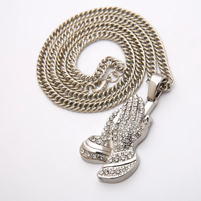 2021 Сверкающее Ожерелье Стразы ожерелье в виде руки Будды подвески стиле хип-хоп