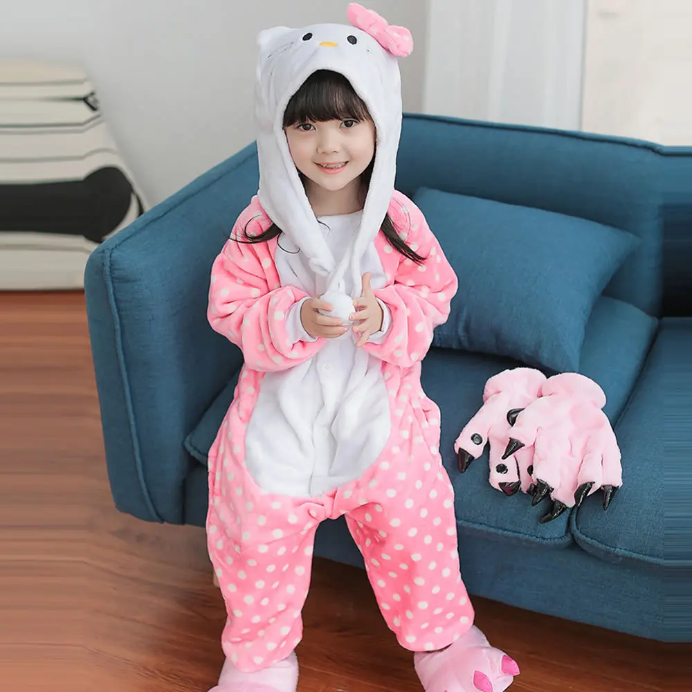 

New Unisex Kids Boys Girls Pijamas Cartoon Animal Cosplay Clothes 2-11Y Children Pyjama Pajamas Sleepers Stitch Panda unicorn
