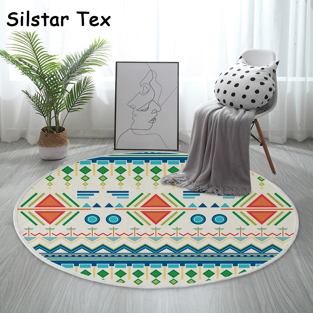 Silstar Tex Геометрические полосы круглый ковер искусственный коврик домашние