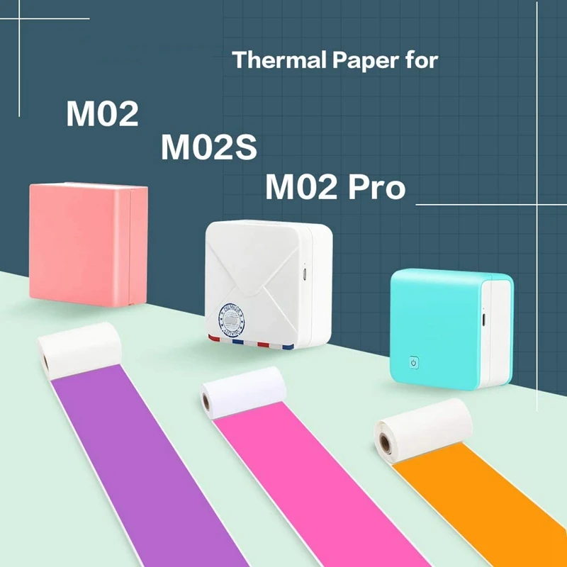 

3Pcs Colorful Thermal Sticker Paper M02/M02 Pro/M02S Mini Printer, Black Character on Purple/Rose/Orange