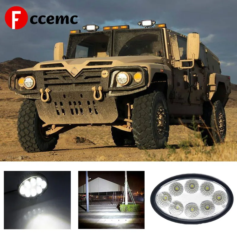 

Fccemc 8led Waterproof Car Accessories LED Off-Road Flood Lighting 12V 24V New For SUV Truck 24W White Work Light 5inch Oval