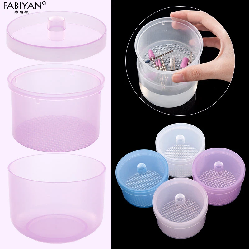 

Round Nail Art Drill Bits Sterilizer Disinfection Box Manicure Grinding Head Storage Cleaning Case Tweezers Accessories Tool