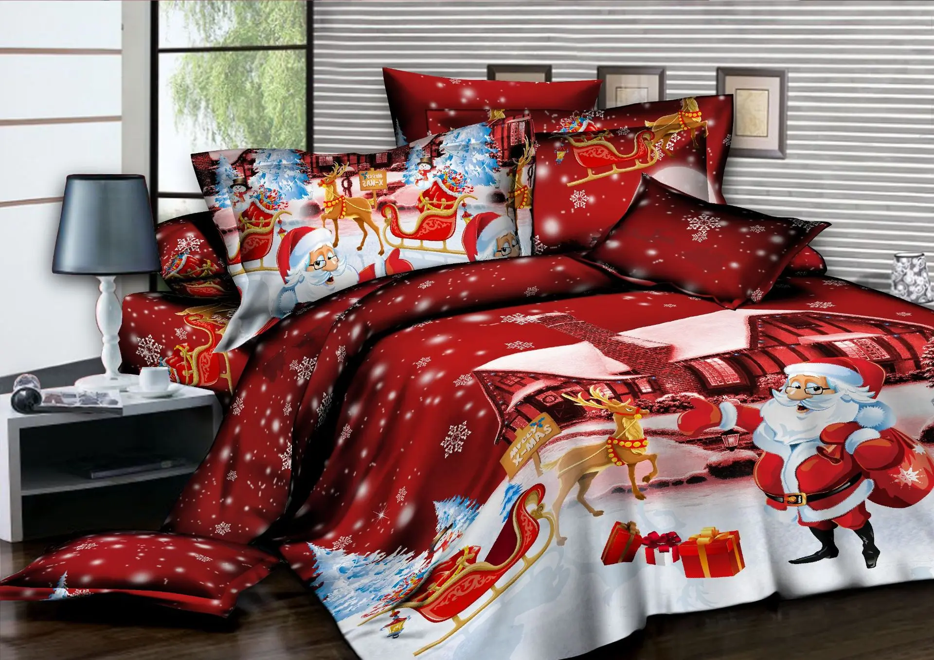 

Christmas gift 2 or 3pcs bedding set 3d Digital Santa Claus Printing Duvet Cover Sets 1 Quilt Cover + 1/2 Pillowcases US/EU Size