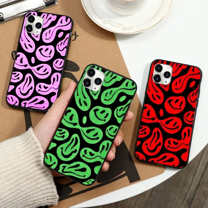 Blue trippy smiley face Phone Case For iphone 12 11 13 7 8 6 s plus x xs xr pro max mini