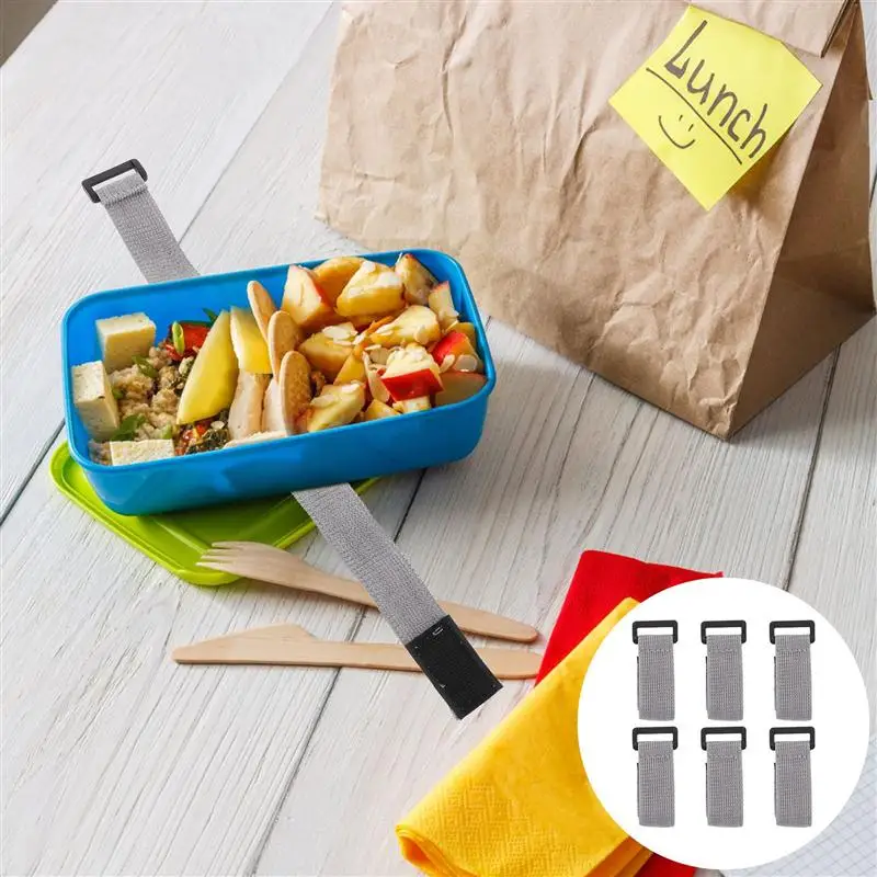 

6pcs Practical Lunch Box Fixed Straps Useful Bento Box Elastic Bands (Grey)
