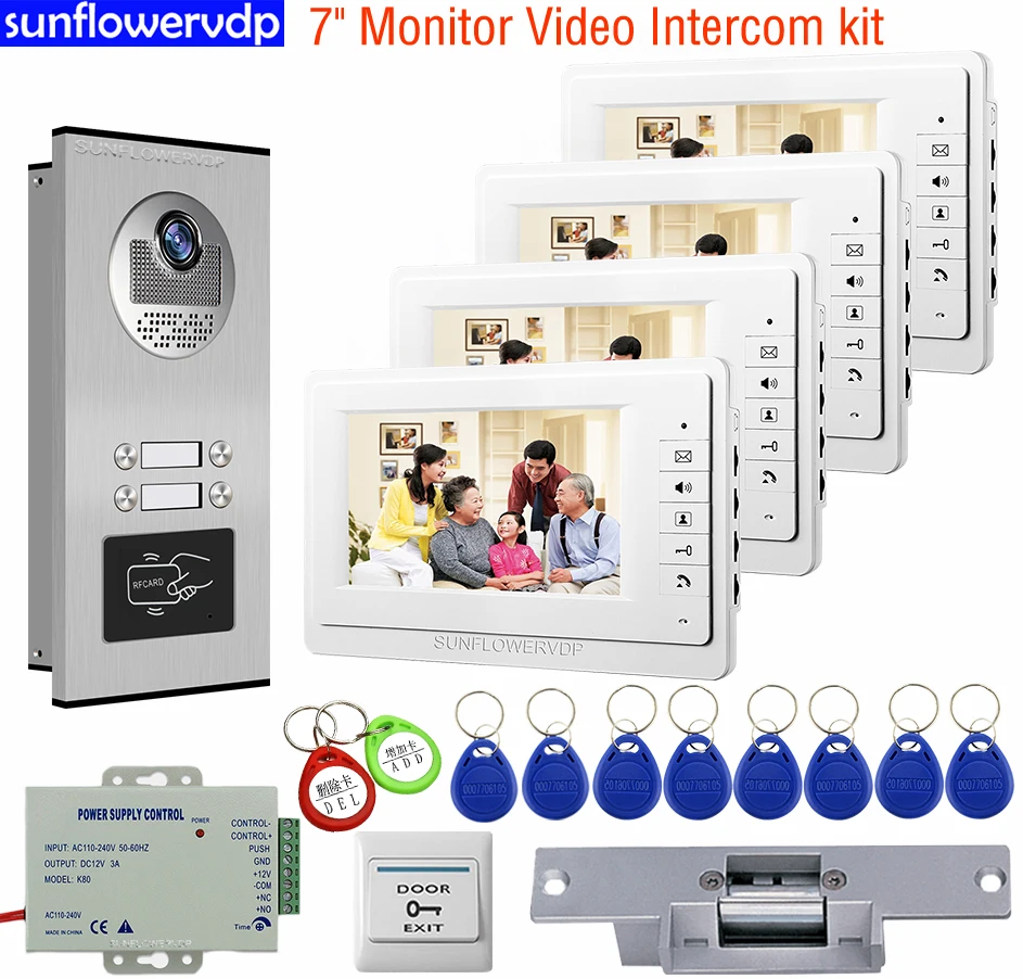 Видеодомофон для дома уличный видеодомофон с монитором 7 дюймов и электрическим