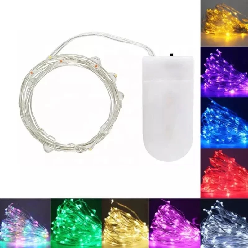 

2M 20 leds Silver Wire Fairy Garland Lamp LED String Lights Christmas Wedding Home Party Decoration Powered By CR2032 Battery