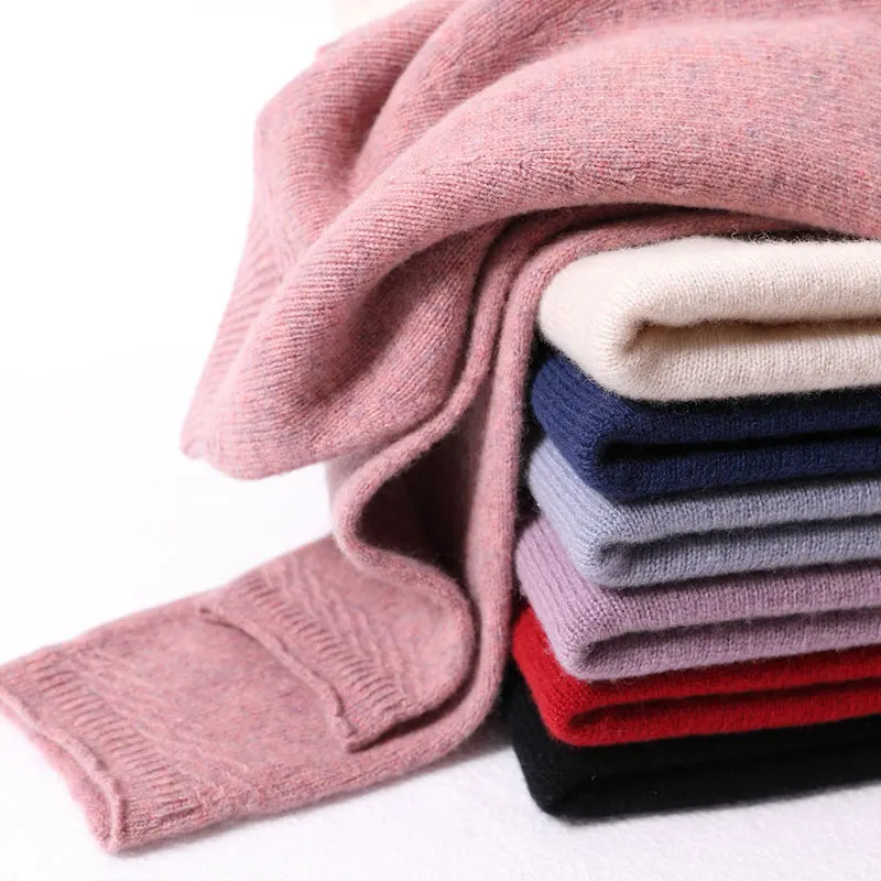 

Pure wool sweater women's autumn and winter new versatile thin sweater half high collar short Pullover bottomed sweater