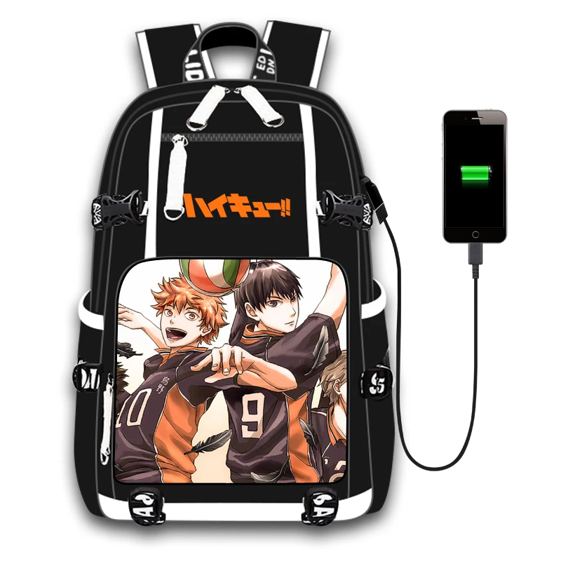 Рюкзак Haikyuu Karasuno для мальчиков с USB-портом школьный ранец уличная сумка на плечо