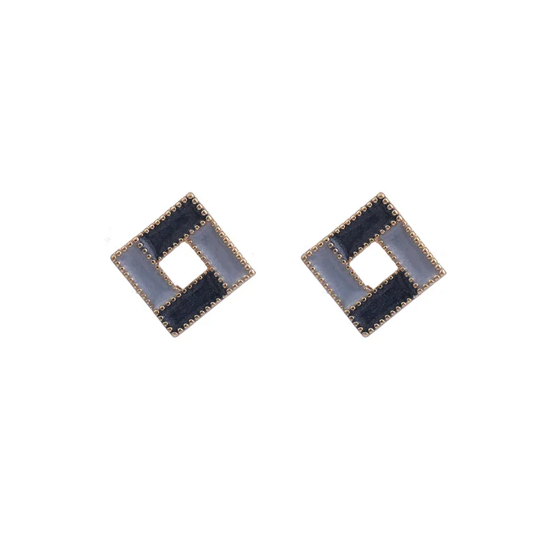 

2020 New Fashion Square Hollow Blue/Brown Square Stud Earrings For Women Jewlery Simple Female Oorbellen Aretes De Mujer