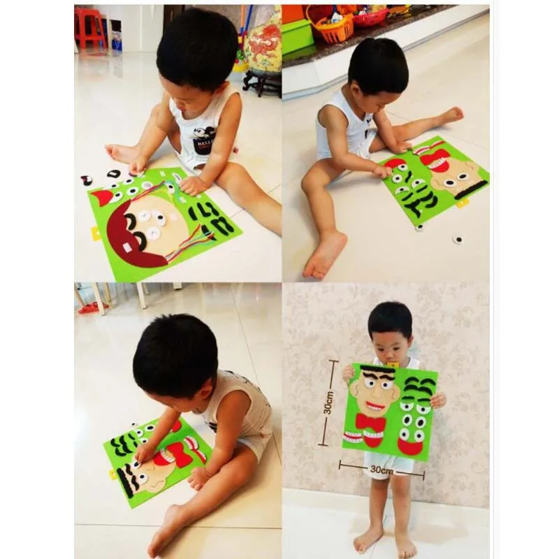 Kids Non-woven DIY Facial Face Expressions Assembling Matching Puzzle Jigsaw Recognition Moods Training Educational Toy | Игрушки и