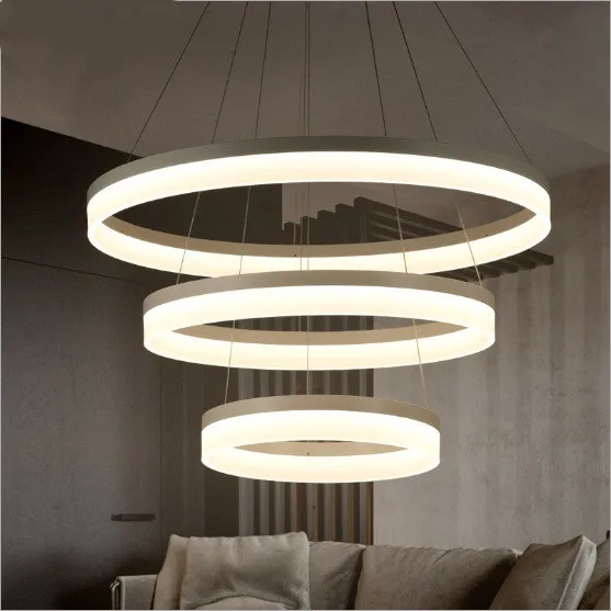 Living room chandelier intelligent dimming post-modern minimalistic led lamp circular ring acrylic restaurant | Лампы и освещение