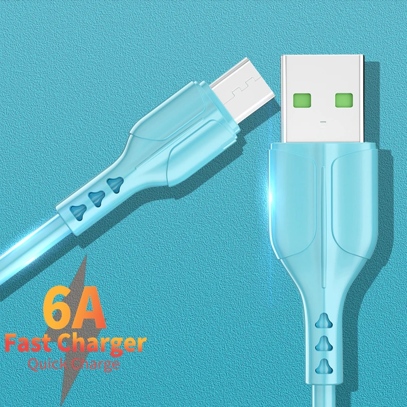 

Кабель Micro USB Type-C 6A для быстрой зарядки телефона, провод для передачи данных из жидкого силикона для iPhone 12, Xiaomi 11, Redmi Note 10, Samsung