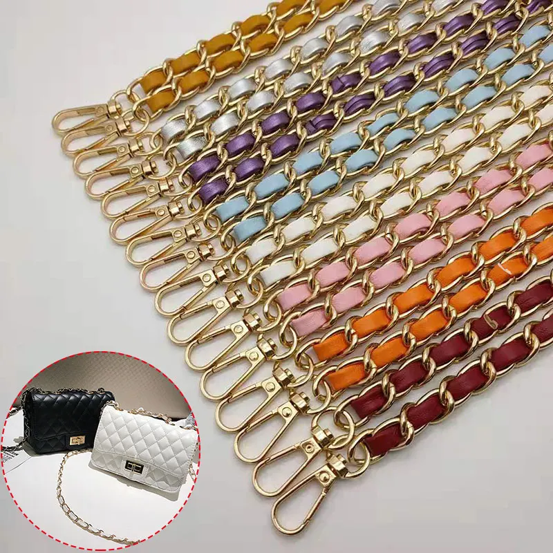 110cm PU Leather Purse Handle Replacement Metal Gold Chain Shoulder Crossbody Bag Chain Straps Bag Accessories Shoulder Strap