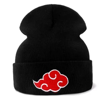 naruto japanese akatsuki logo anime casual beanies for men women knitted winter hat solid color hip hop skullies hat unisex cap