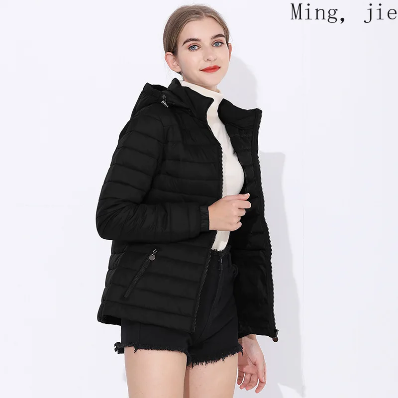 

Winter Zipper Mid-length Black Waist Waist Women's Cotton-padded Jacket Coat European and American Luxury Warmth Plus Size